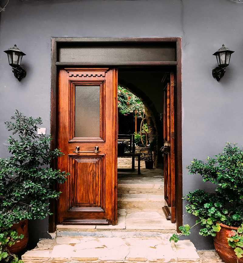 brown wooden door